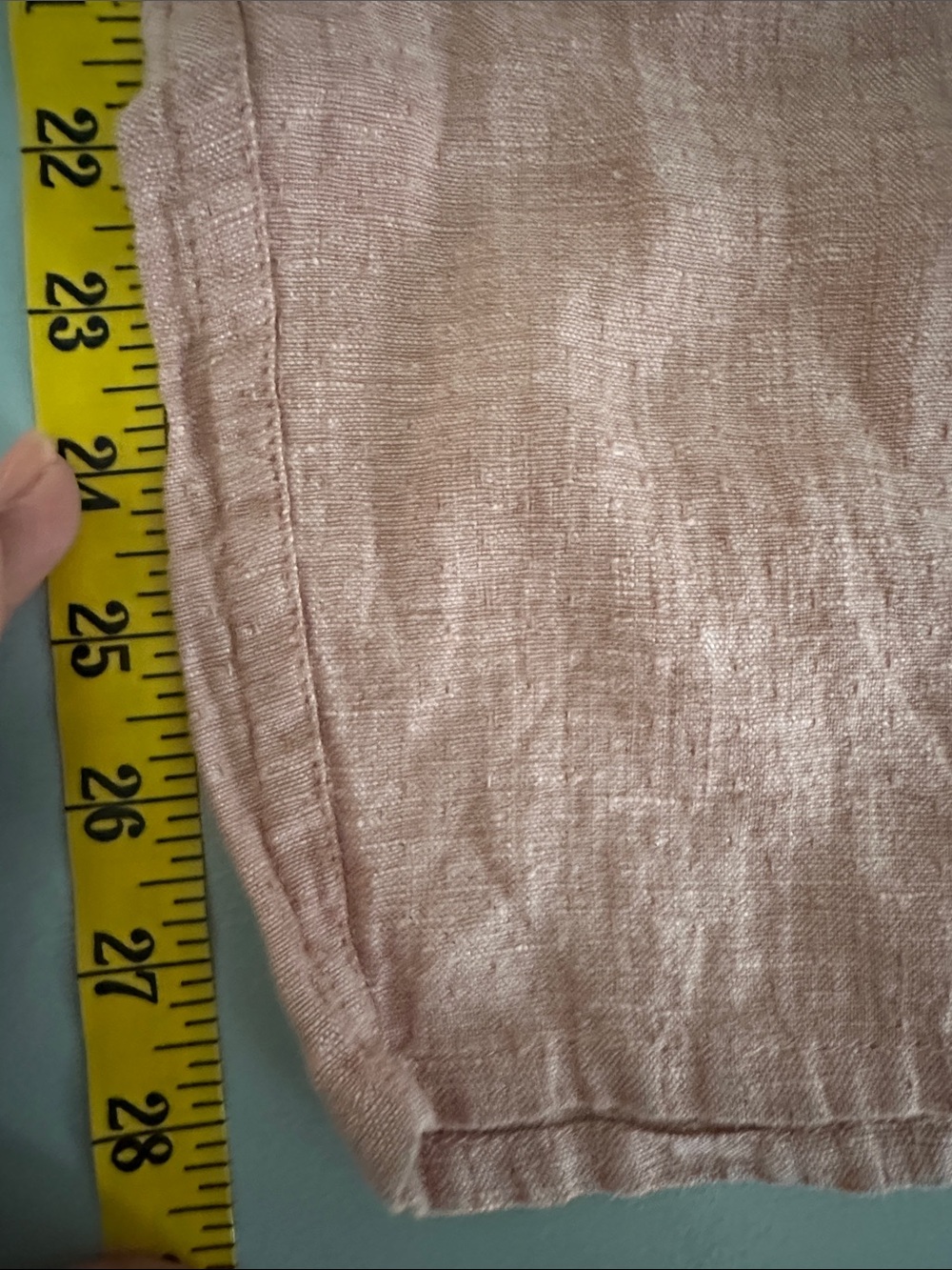 Flax Linen Straight Leg Pants Pink Rose Petite Capsule Minimalist Coastal Boho - Picture 6 of 6